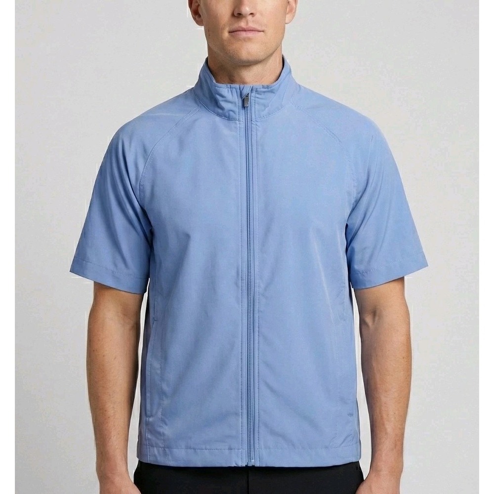 Medium Sun Mountain Aero SS Golf‎ Jacket  Blue Short Sleeve Windbreaker Full Zip